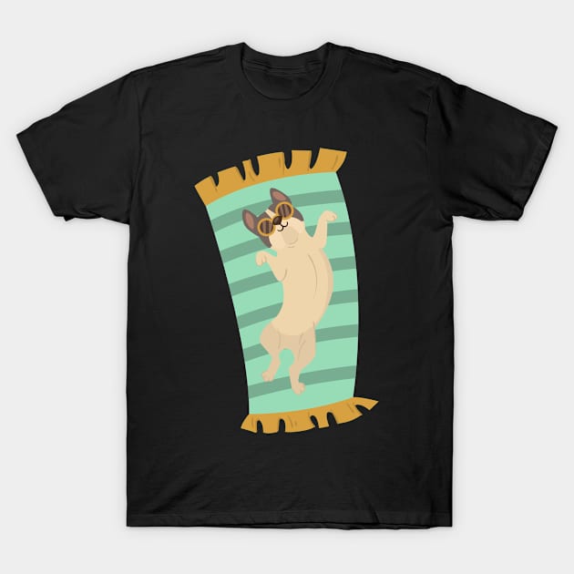 sunbathe dog T-Shirt by Liking